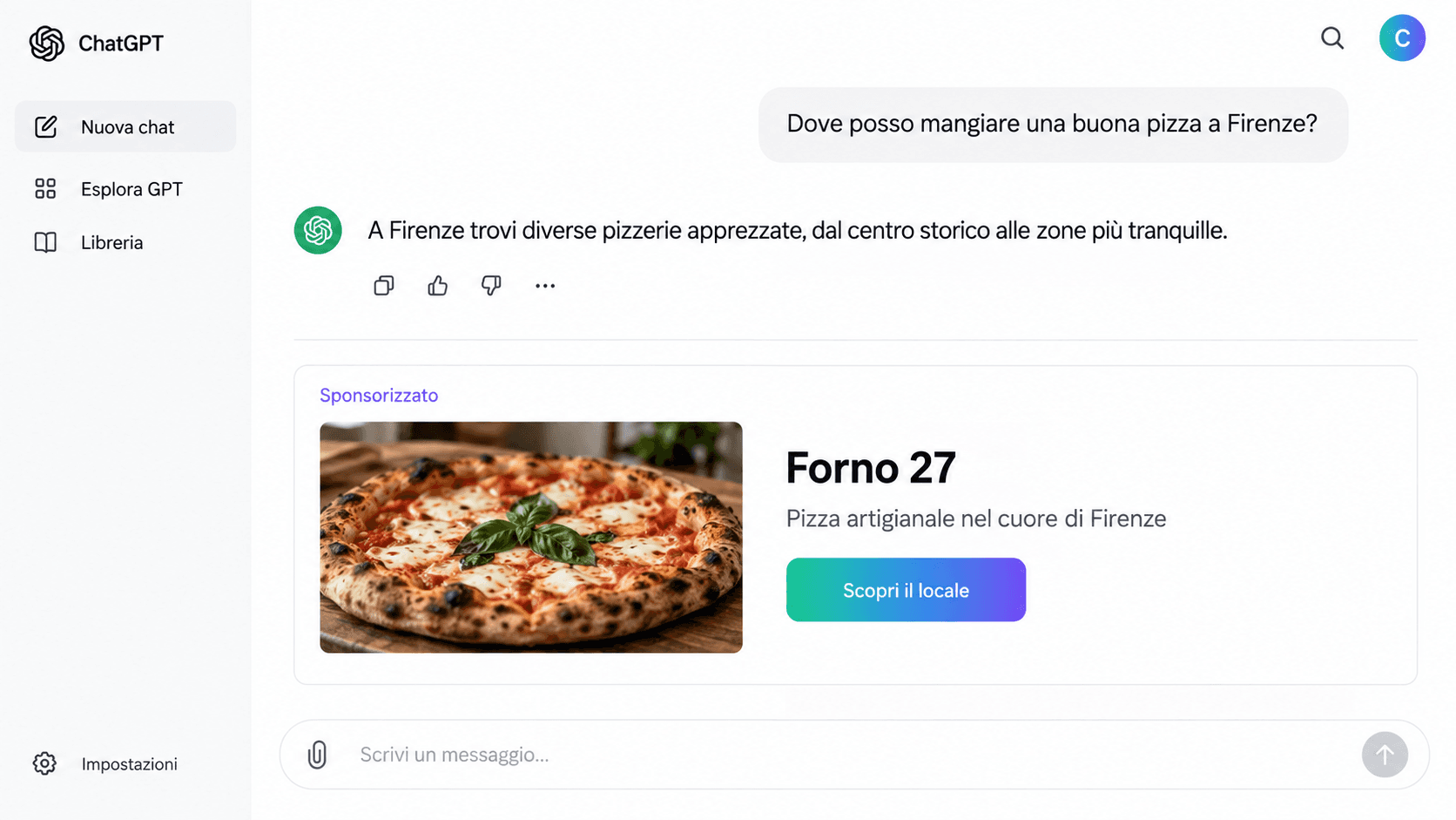 ChatGPT Ads: un annuncio sponsorizzato dentro ChatGPT che porta dalla chat al sito e all'azione
